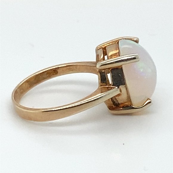 White Precious Opal 6.18ct Golden Rhodium Finish Solid 925 Sterling Silver Ring - Picture 4 of 6